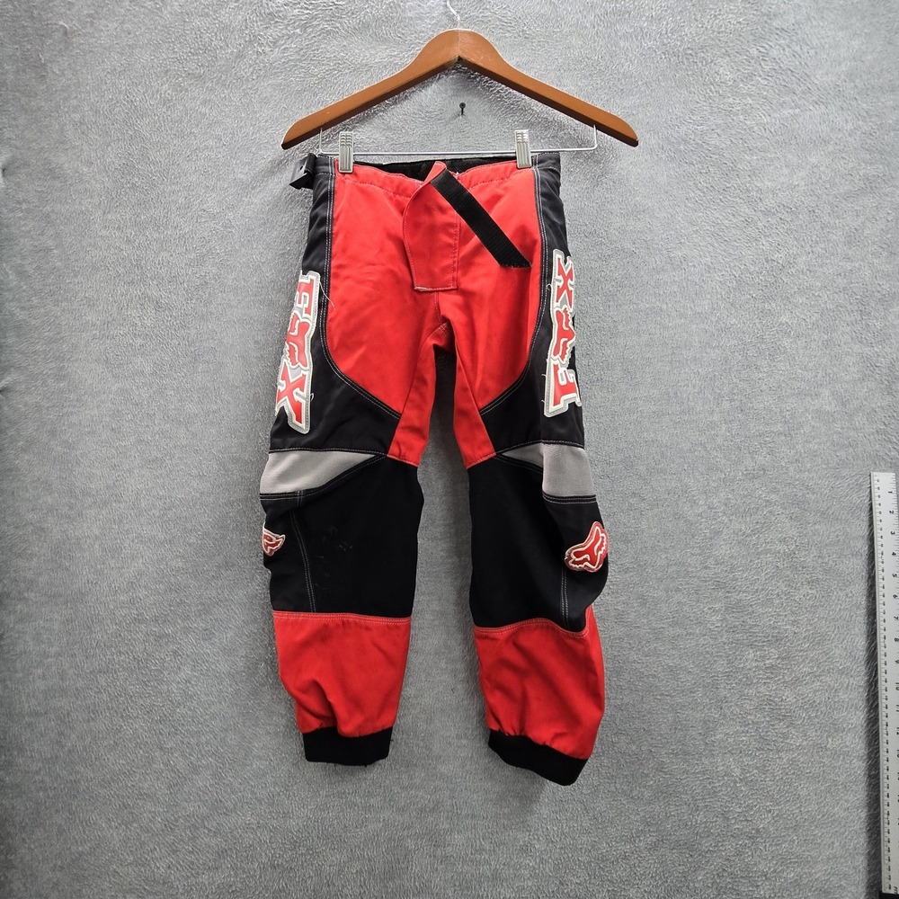 Fox Racing Boy Pants 24 Red Embroidered Colorblock 180 Motoross Logo